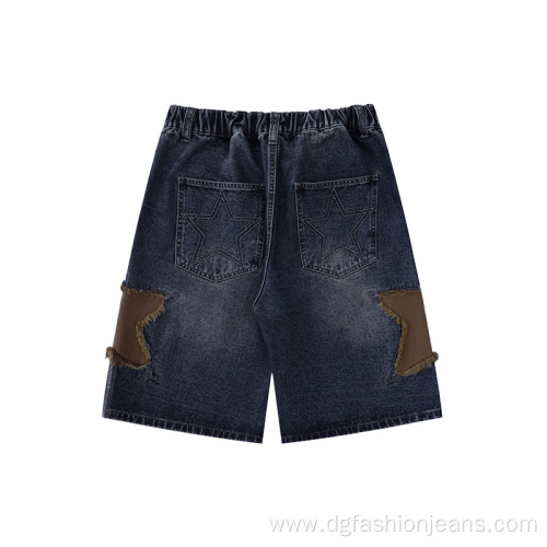 Star Paint Patch Embroidery Shorts Men